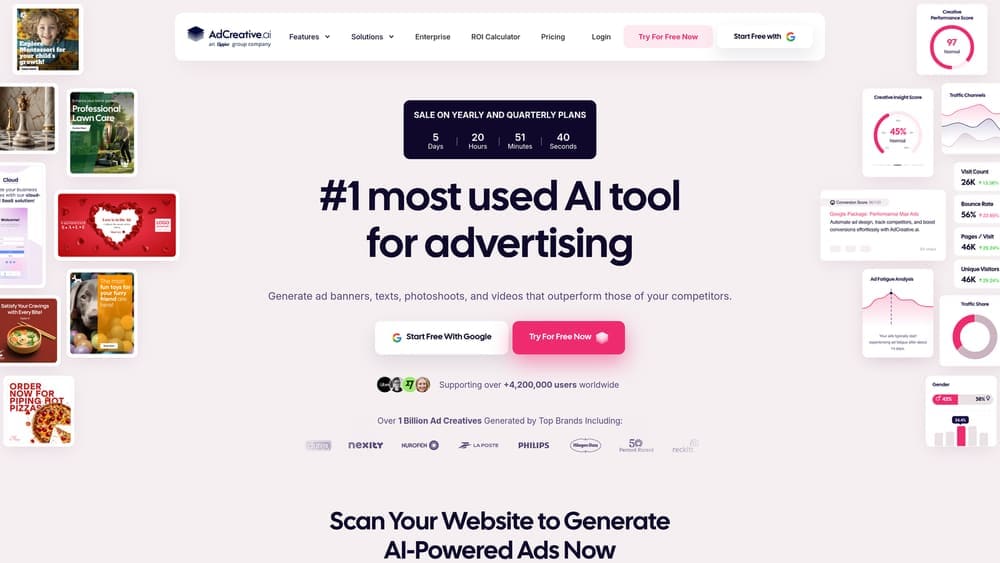 Screenshot of AdCreative.ai website