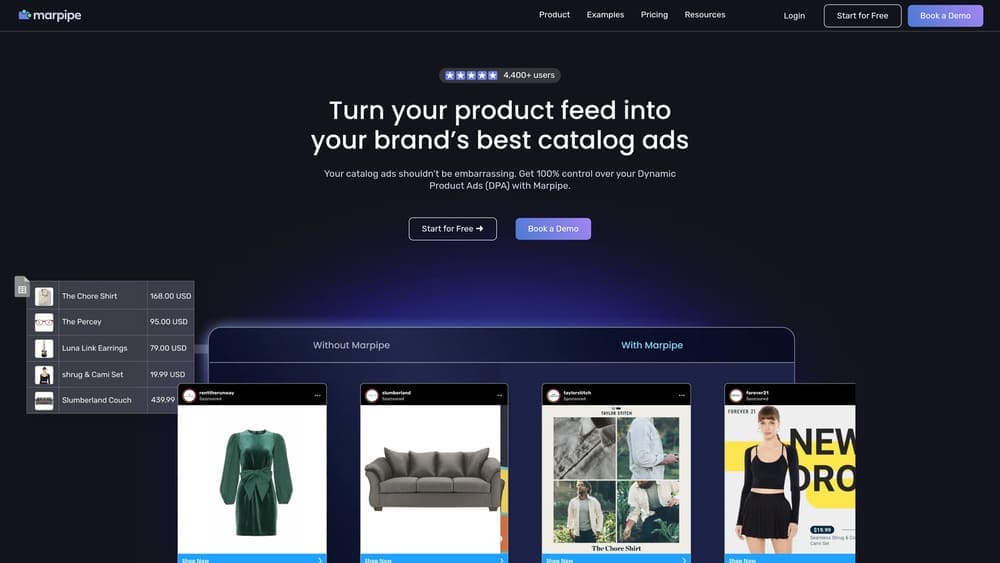 Screenshot of Marpipe website