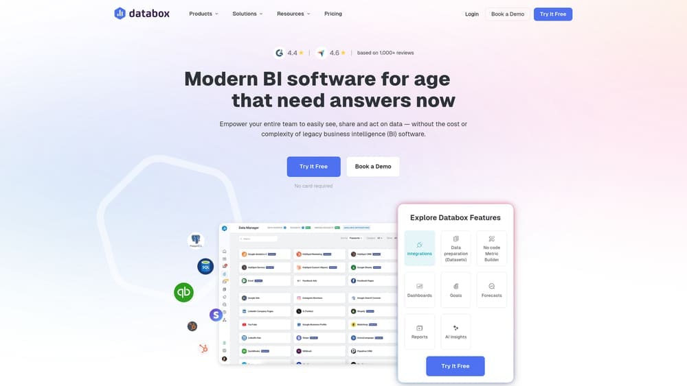 Screenshot of Databox website