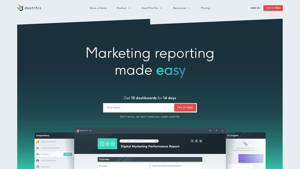 Screenshot of DashThis website