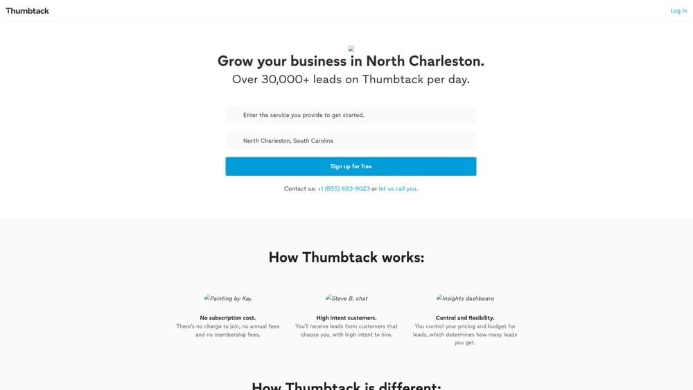Screenshot of Thumbtack for Pros website