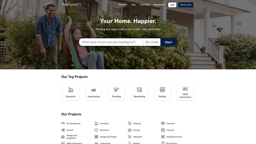 Screenshot of Networx website