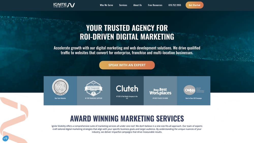 Screenshot of Ignite Visibility website