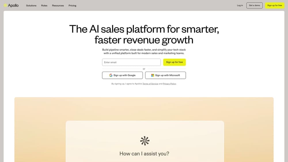 Screenshot of Apollo.io website