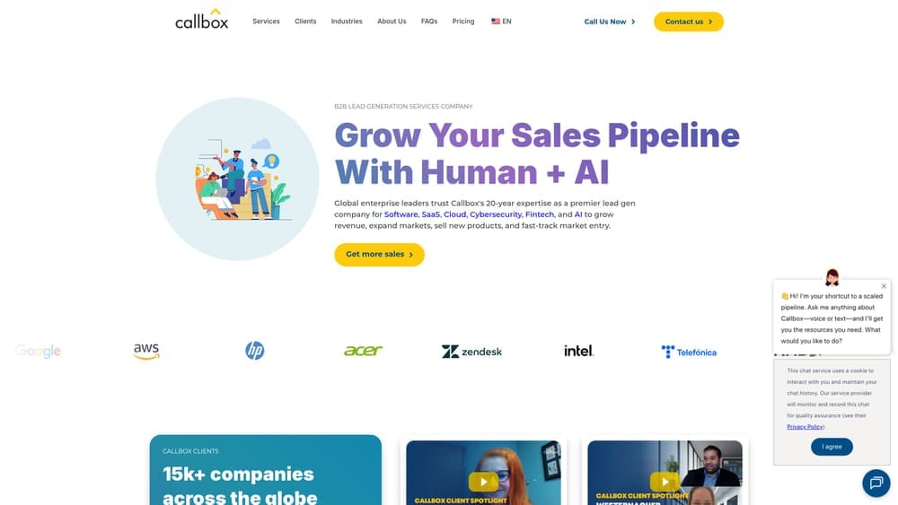 Screenshot of Callbox website