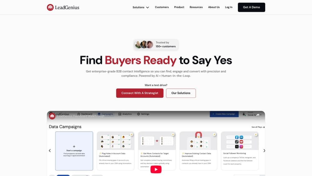 Screenshot of LeadGenius website