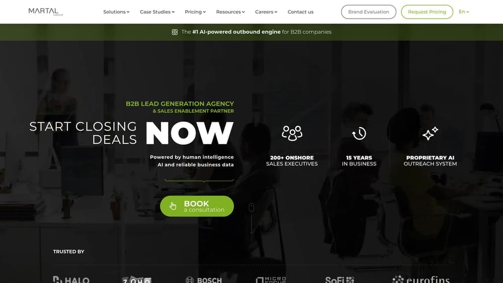 Screenshot of Martal Group website