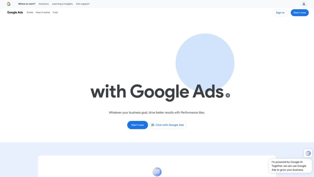 Screenshot of Google Ads website