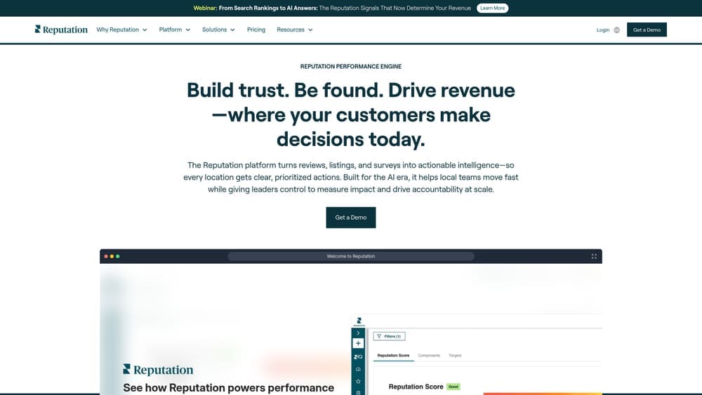 Screenshot of Reputation.com website