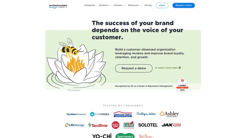 Screenshot of ReviewTrackers website