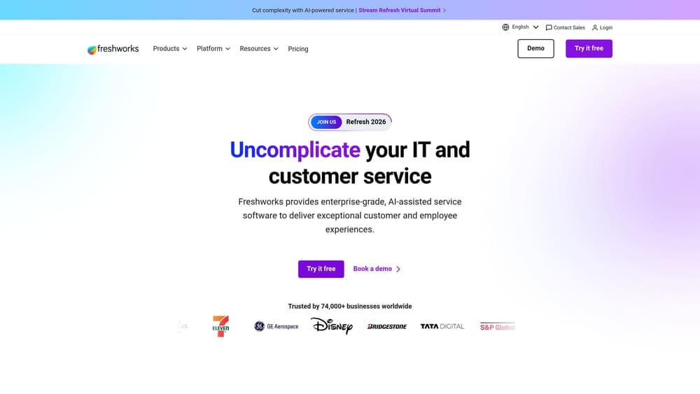 Screenshot of Freshsales website