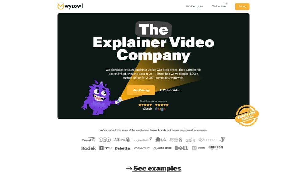 Screenshot of Wyzowl website