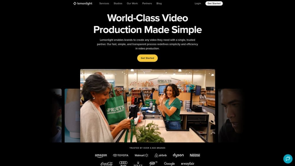 Screenshot of Lemonlight website