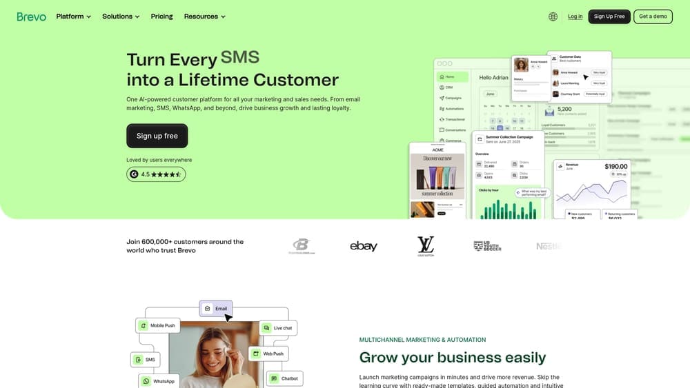 Screenshot of Brevo (formerly Sendinblue) website