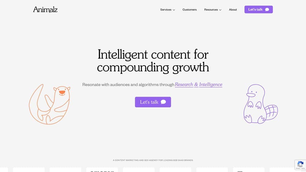 Screenshot of Animalz website