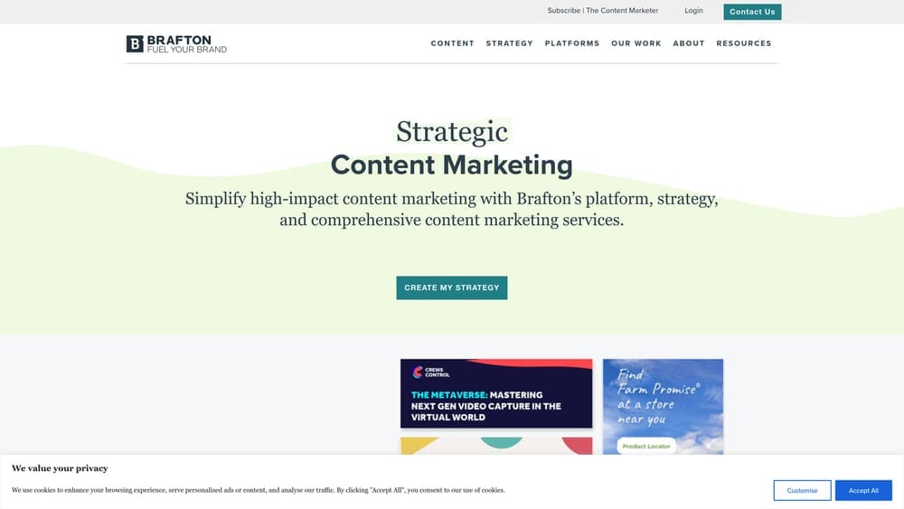 Screenshot of Brafton website