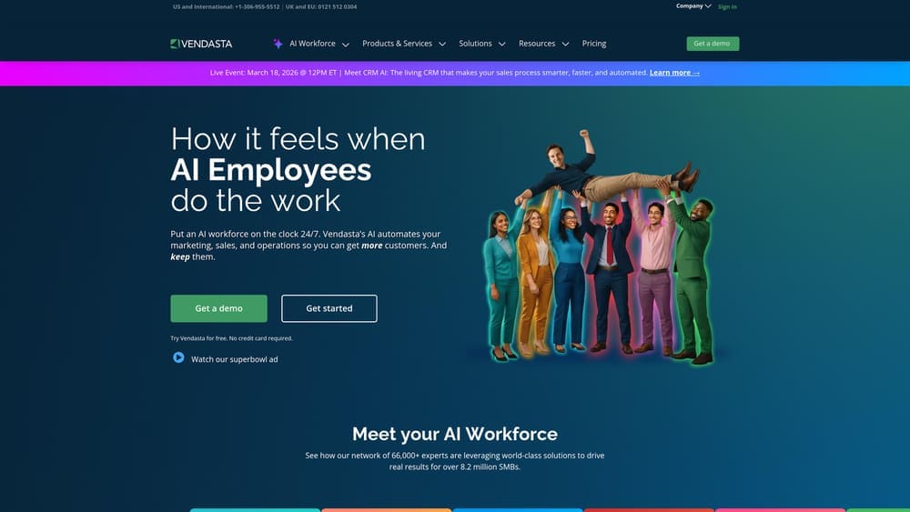 Screenshot of Vendasta website