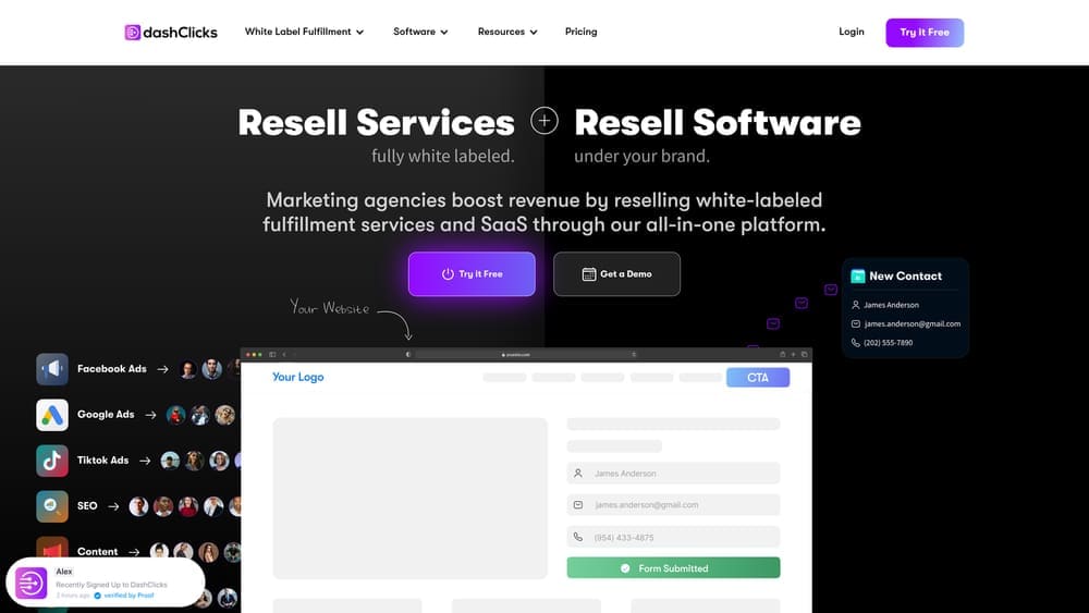 Screenshot of DashClicks website