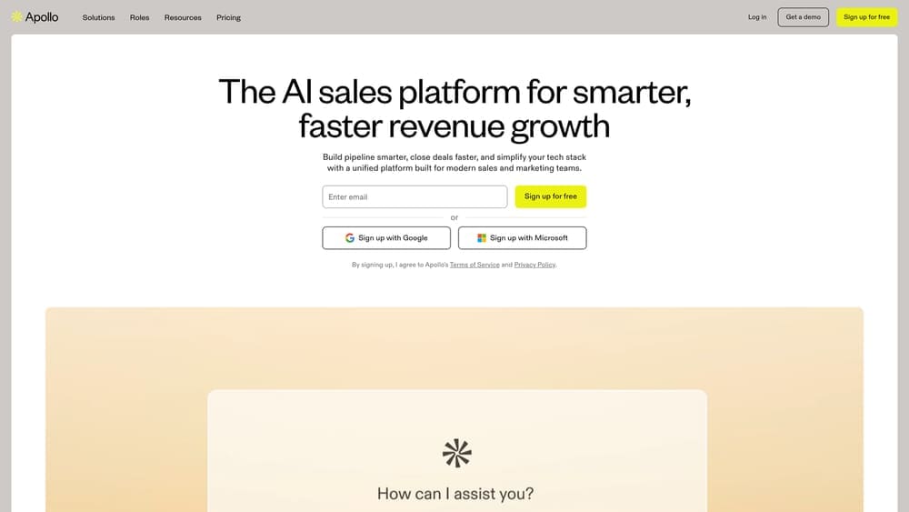Screenshot of Apollo.io website