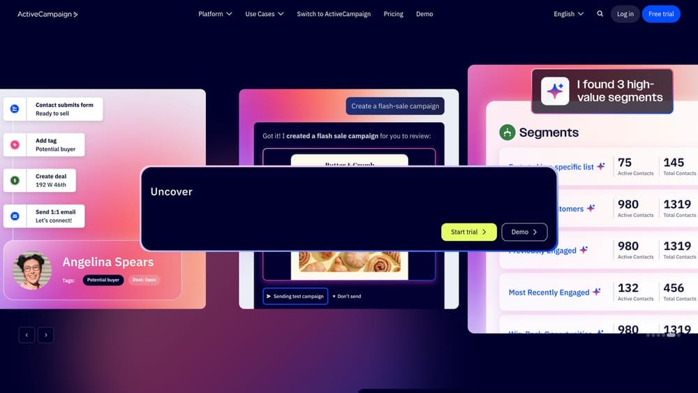 Screenshot of ActiveCampaign website