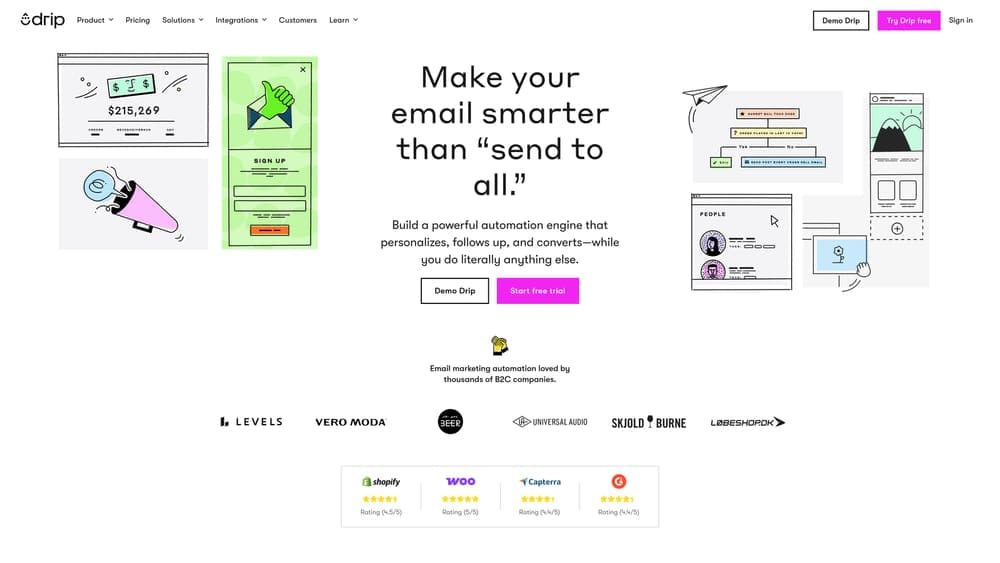 Screenshot of Drip website