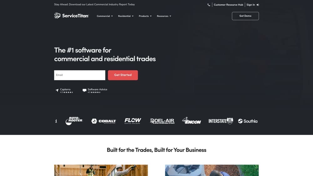 Screenshot of ServiceTitan website