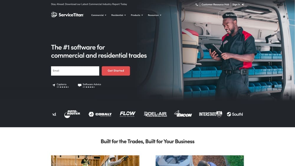 Screenshot of ServiceTitan website