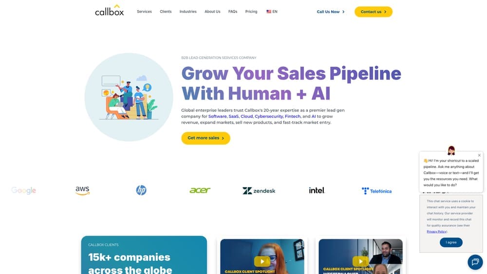Screenshot of Callbox website