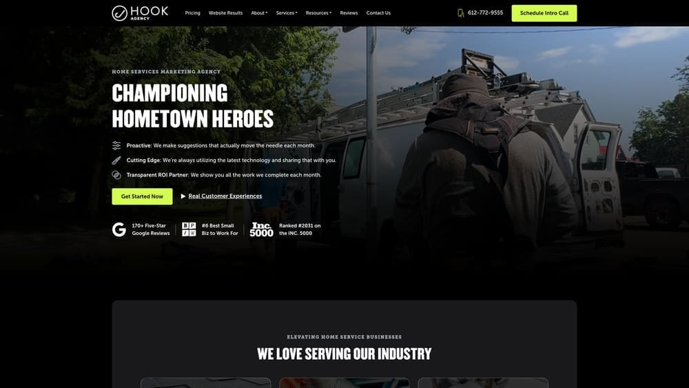 Screenshot of Hook Agency website