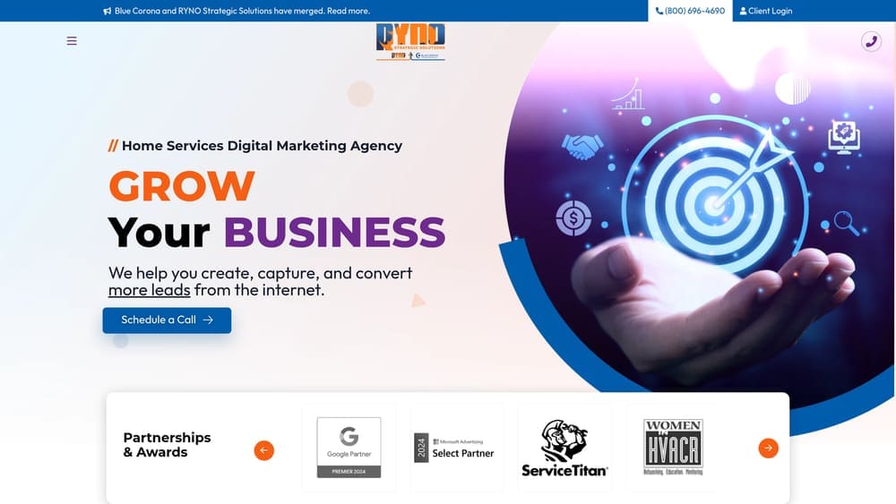 Screenshot of Blue Corona website