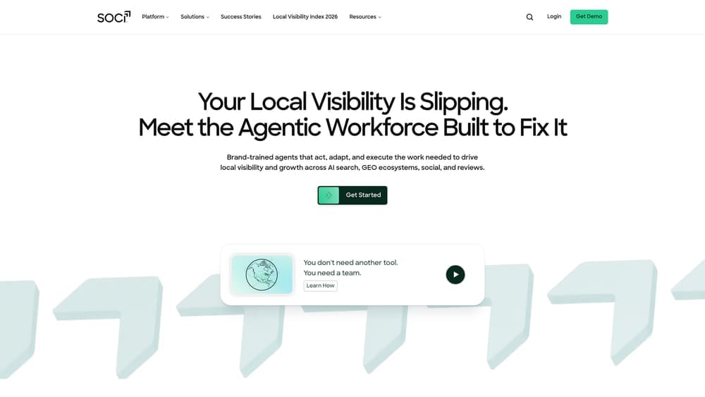 Screenshot of Soci website