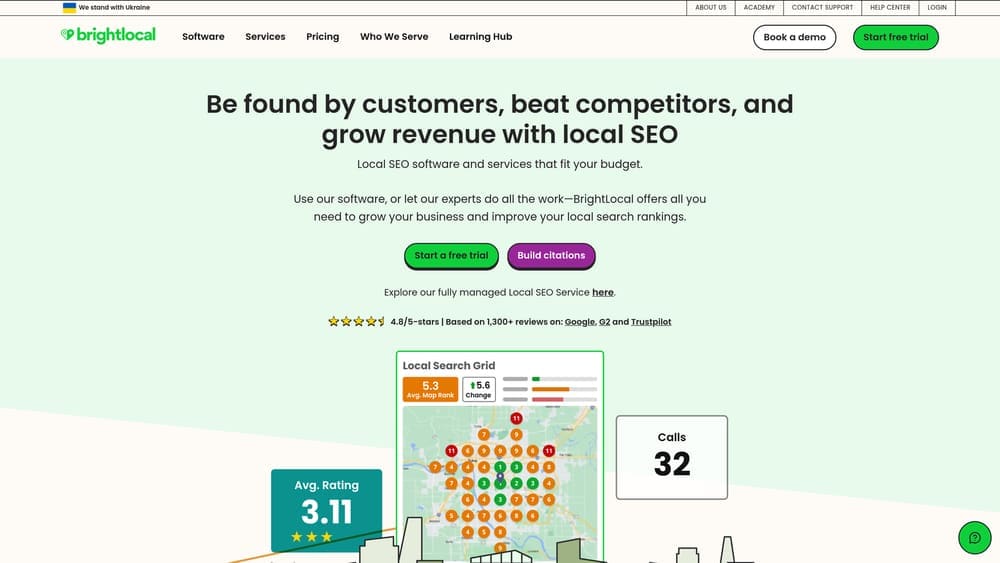 Screenshot of BrightLocal website