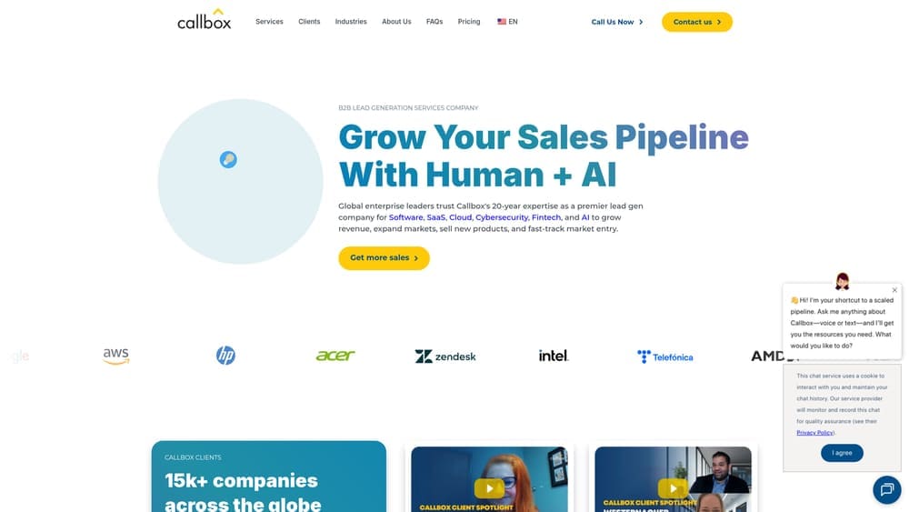 Screenshot of Callbox website
