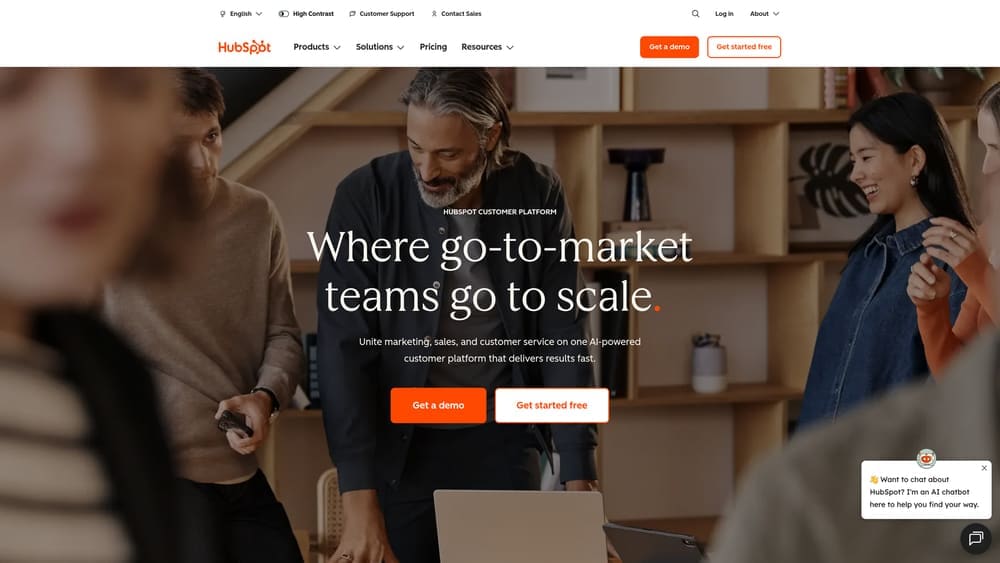 Screenshot of HubSpot website