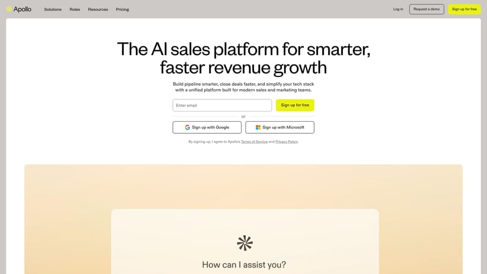 Screenshot of Apollo.io website
