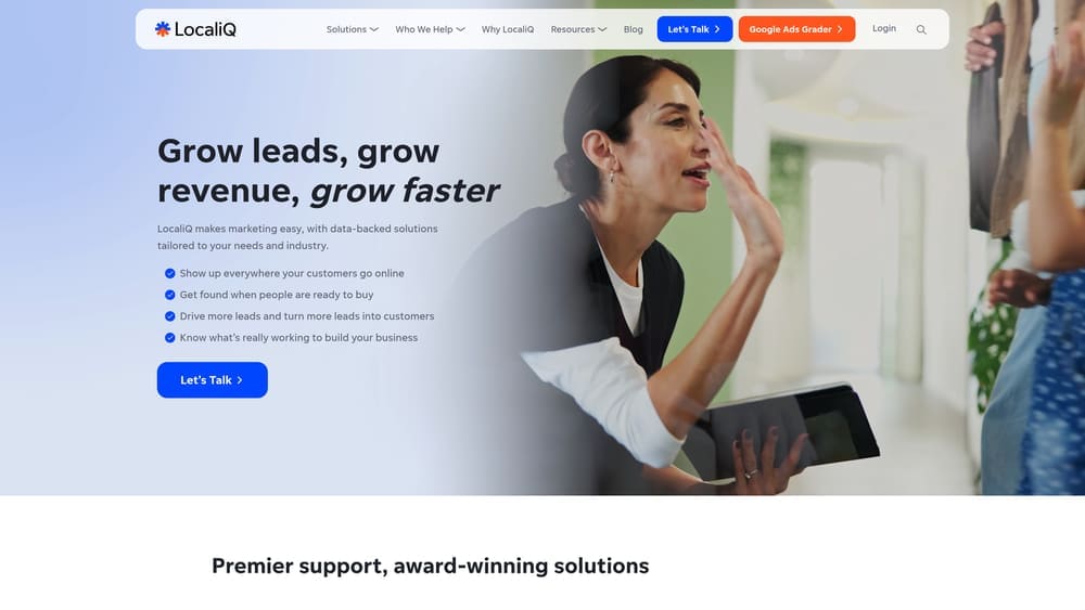 Screenshot of LocaliQ website