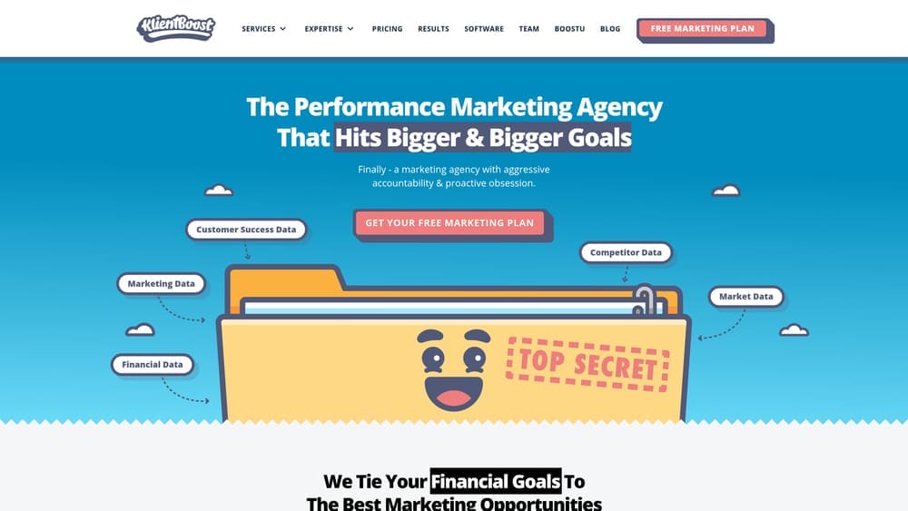 Screenshot of KlientBoost website