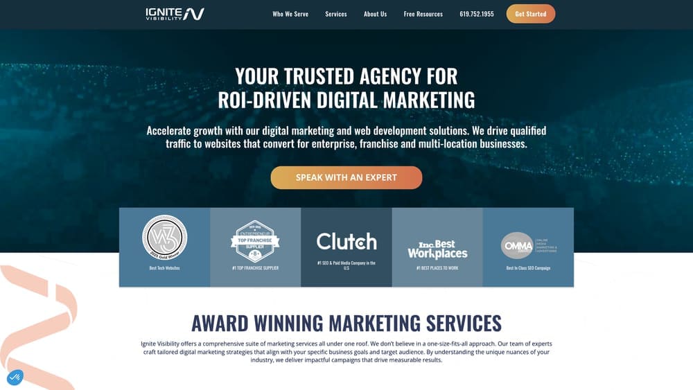 Screenshot of Ignite Visibility website