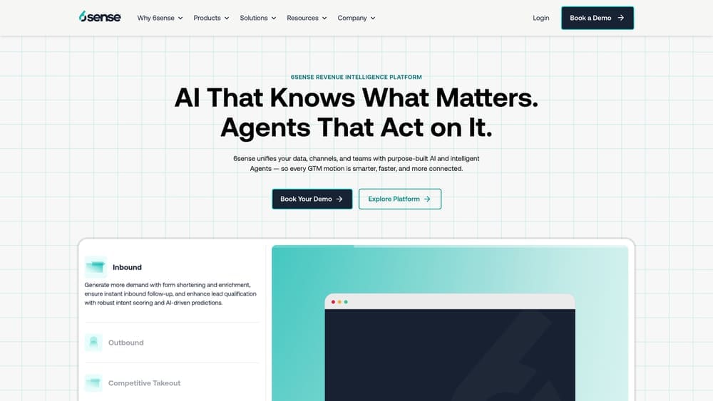 Screenshot of 6sense website