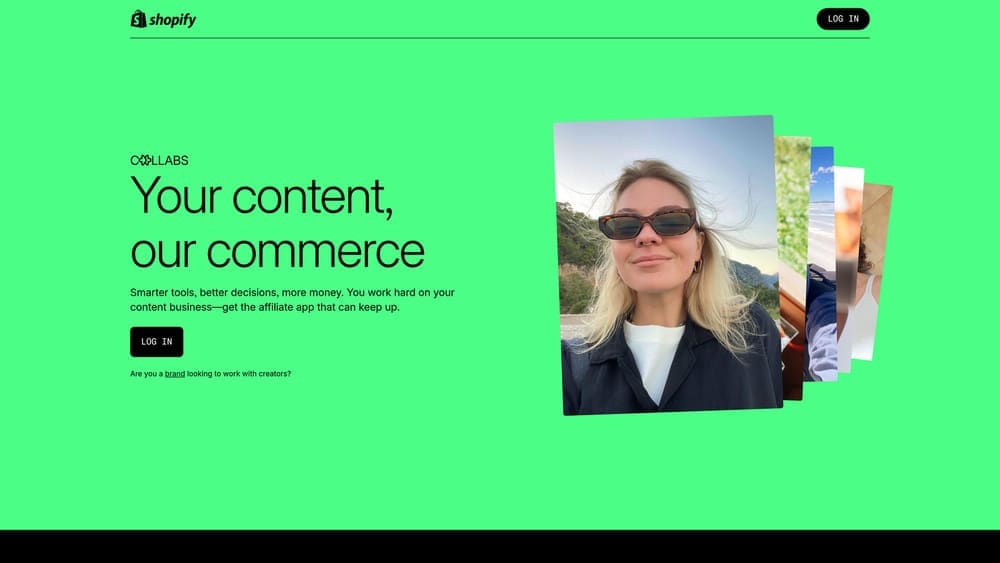 Screenshot of Shopify Collabs website