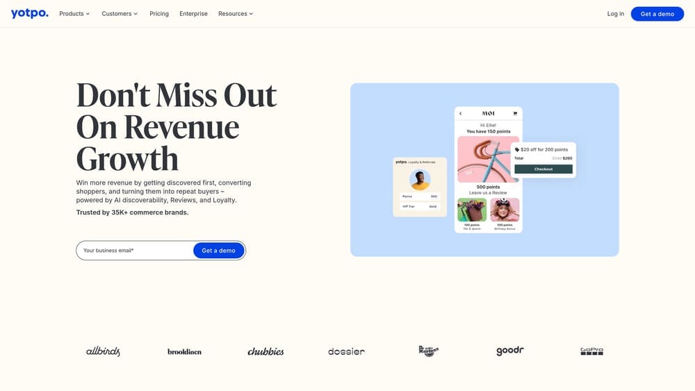 Screenshot of Yotpo website