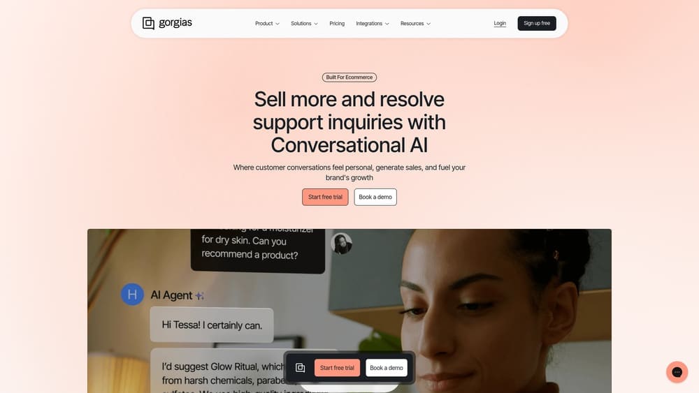 Screenshot of Gorgias website