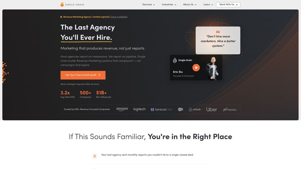 Screenshot of Single Grain website