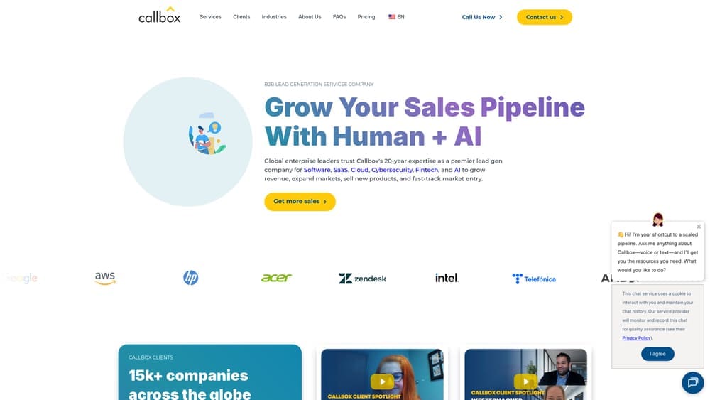 Screenshot of Callbox website
