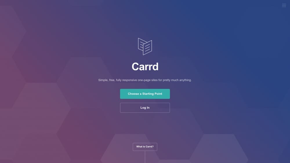 Screenshot of Carrd website