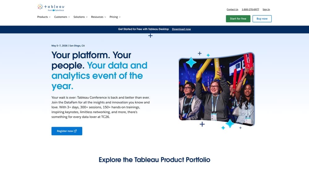 Screenshot of Tableau website