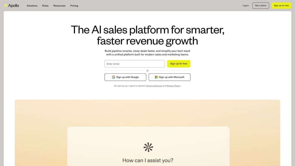 Screenshot of Apollo.io website