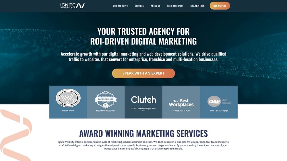 Screenshot of Ignite Visibility website