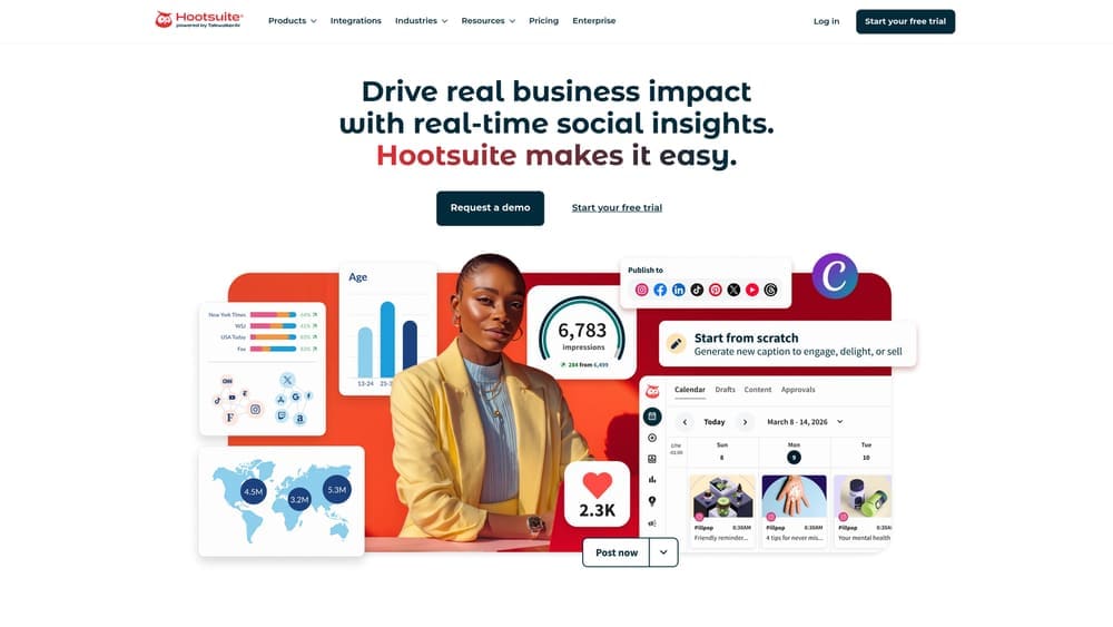 Screenshot of Hootsuite website