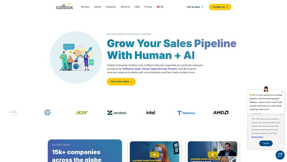 Screenshot of Callbox website
